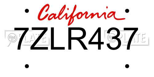7ZLR437 California License Plate