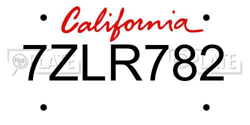 7ZLR782 California License Plate