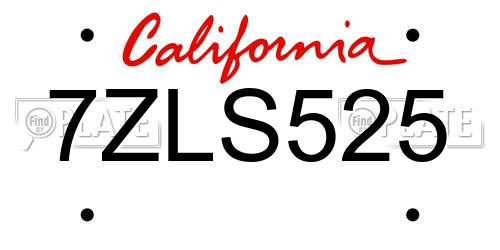 7ZLS525 California License Plate