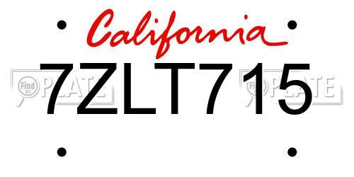 7ZLT715 California License Plate