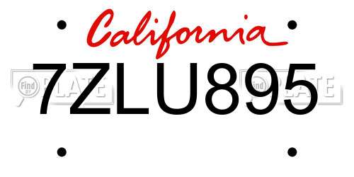 7ZLU895 California License Plate