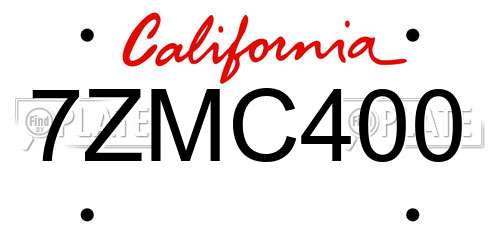 7ZMC400 California License Plate
