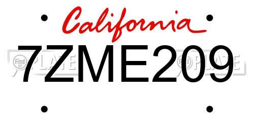 7ZME209 California License Plate