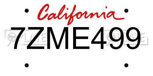7ZME499 California License Plate