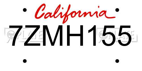 7ZMH155 California License Plate