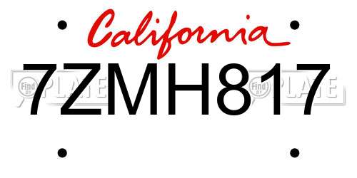 7ZMH817 California License Plate