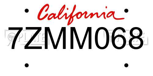 7ZMM068 California License Plate