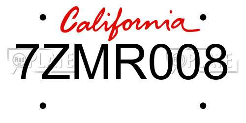 7ZMR008 California License Plate
