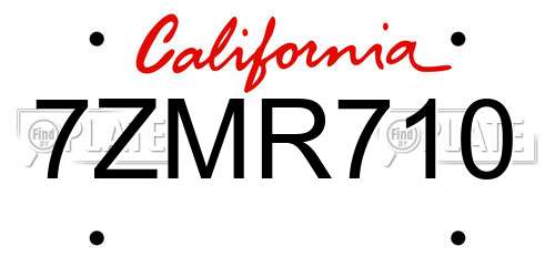 7ZMR710 California License Plate