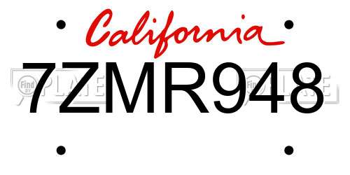 7ZMR948 California License Plate
