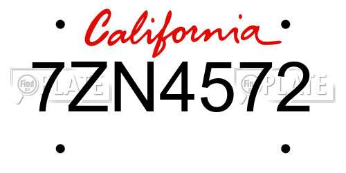 7ZN4572 California License Plate