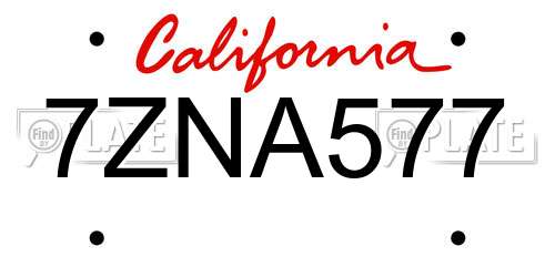 7ZNA577 California License Plate