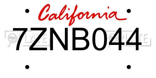 7ZNB044 California License Plate