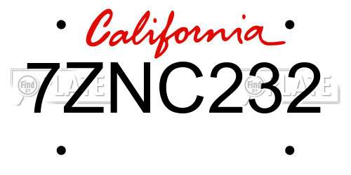 7ZNC232 California License Plate