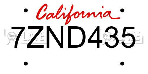 7ZND435 California License Plate