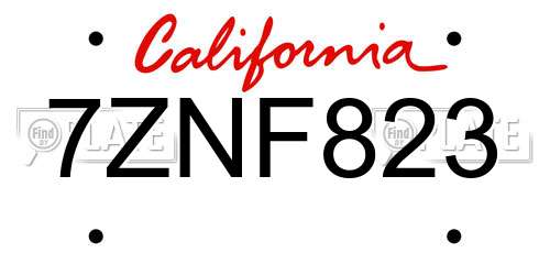 7ZNF823 California License Plate