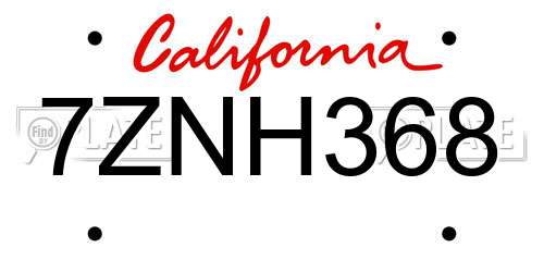 7ZNH368 California License Plate