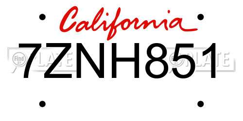 7ZNH851 California License Plate