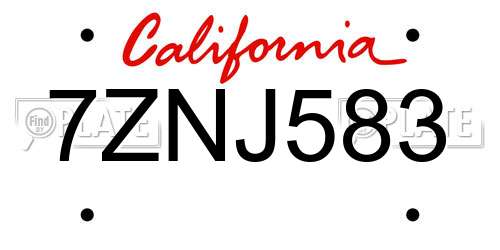 7ZNJ583 California License Plate