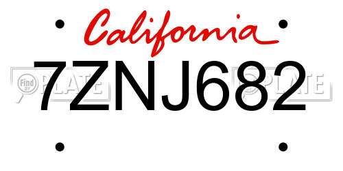 7ZNJ682 California License Plate