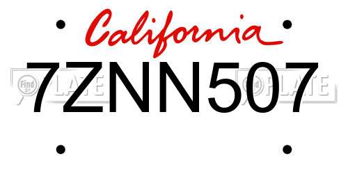 7ZNN507 California License Plate