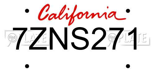 7ZNS271 California License Plate
