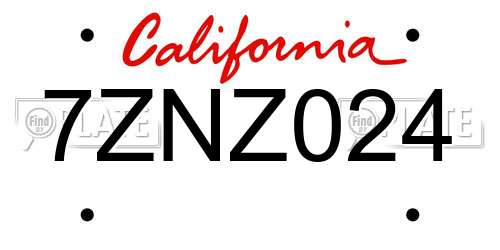 7ZNZ024 California License Plate