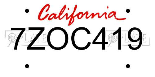 7ZOC419 California License Plate