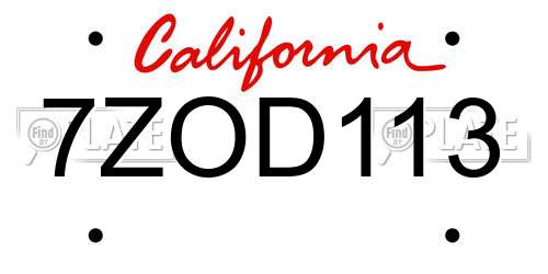 7ZOD113 California License Plate