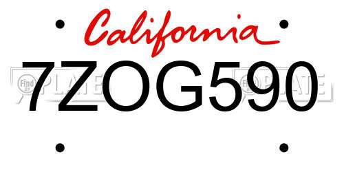 7ZOG590 California License Plate