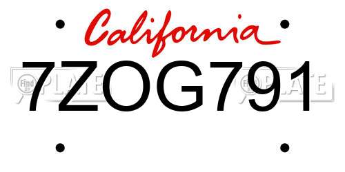 7ZOG791 California License Plate