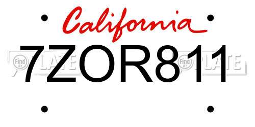 7ZOR811 California License Plate