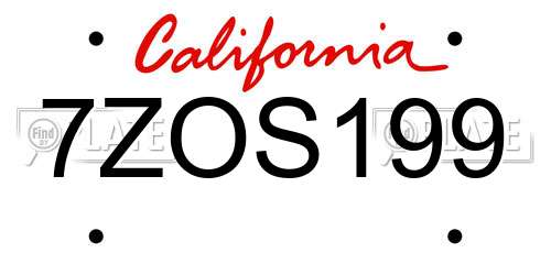 7ZOS199 California License Plate