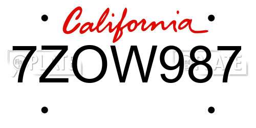 7ZOW987 California License Plate