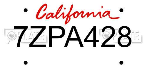 7ZPA428 California License Plate