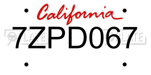 7ZPD067 California License Plate