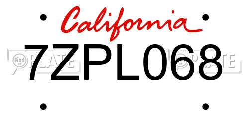 7ZPL068 California License Plate
