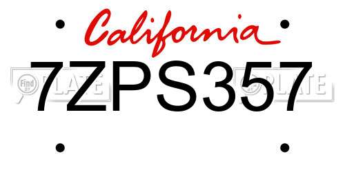 7ZPS357 California License Plate