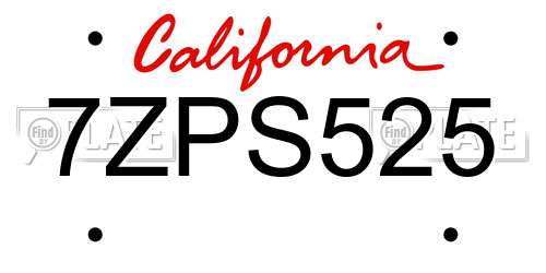 7ZPS525 California License Plate