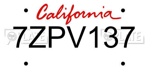 7ZPV137 California License Plate