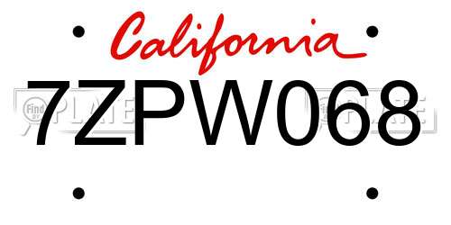 7ZPW068 California License Plate