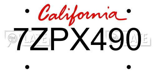 7ZPX490 California License Plate