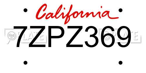 7ZPZ369 California License Plate