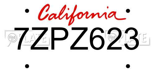7ZPZ623 California License Plate