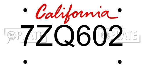 7ZQ602 California License Plate