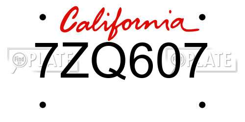 7ZQ607 California License Plate