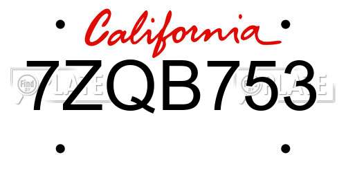 7ZQB753 California License Plate