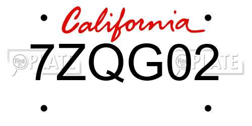 7ZQG02 California License Plate