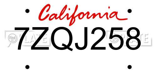 7ZQJ258 California License Plate