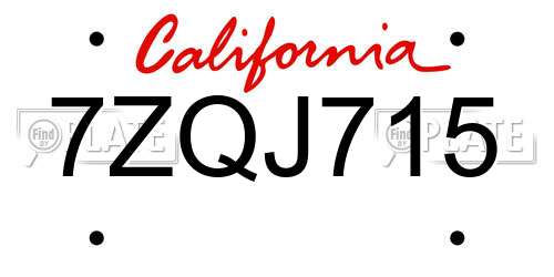 7ZQJ715 California License Plate
